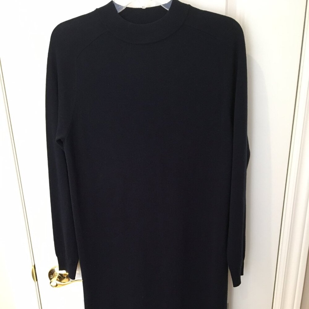 Navy knitted wool midi dress, size Small (see measurements)